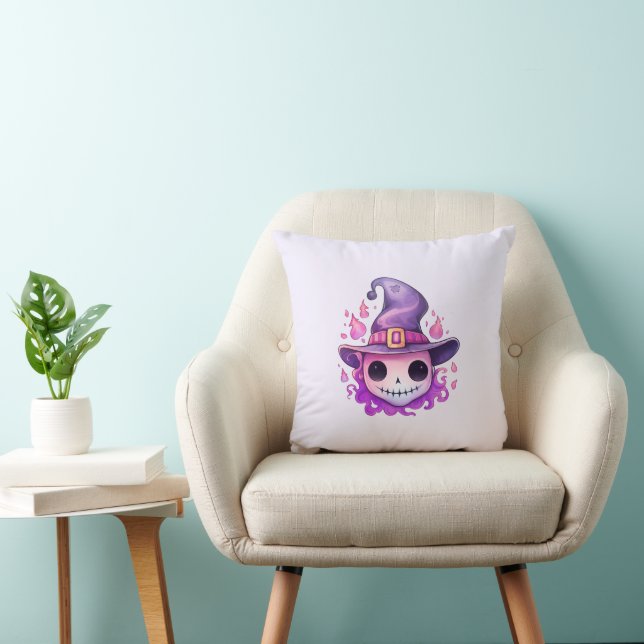 Coussin Crâne dans un chapeau de sorcière Fantaisiste (Chaise)