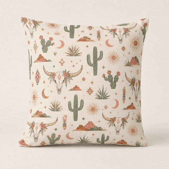 Coussin Crâne de désert accent Ranch Southwest (Créateur téléchargé)