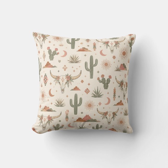 Coussin Crâne de désert accent Ranch Southwest (Recto)