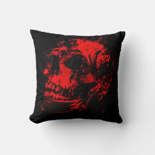Coussin Crâne de Diable Rouge Œuvre d'art effrayante