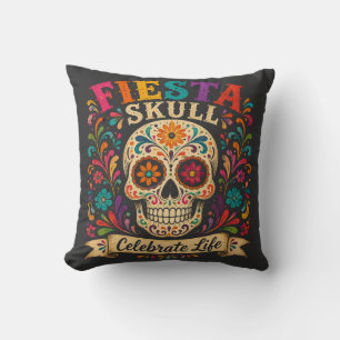 Coussin Crâne de Fiesta Célébrez la Vie – Décoration Color