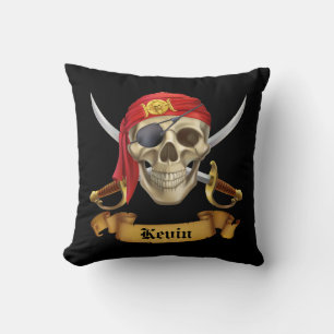 Coussin Crâne de pirate et épées