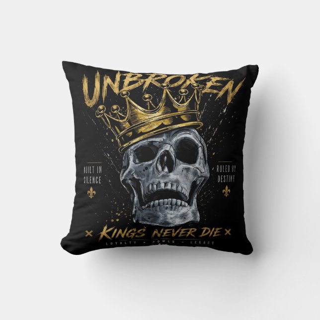 Coussin Crâne de roi incassable Couronne Art motivationnel (Recto)