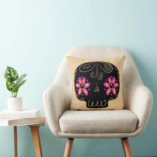 Coussin Crâne de sucre Calaverita Jour des morts