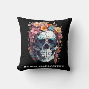 Coussin Crâne de sucre décoratif vintage rétro brillant or