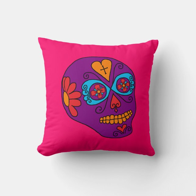 Coussin Crâne de Sucre Lucha Libre (Recto)