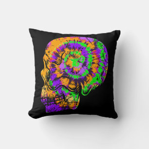 Coussin Crâne de teinture à nouer amusant  Vert violet fes