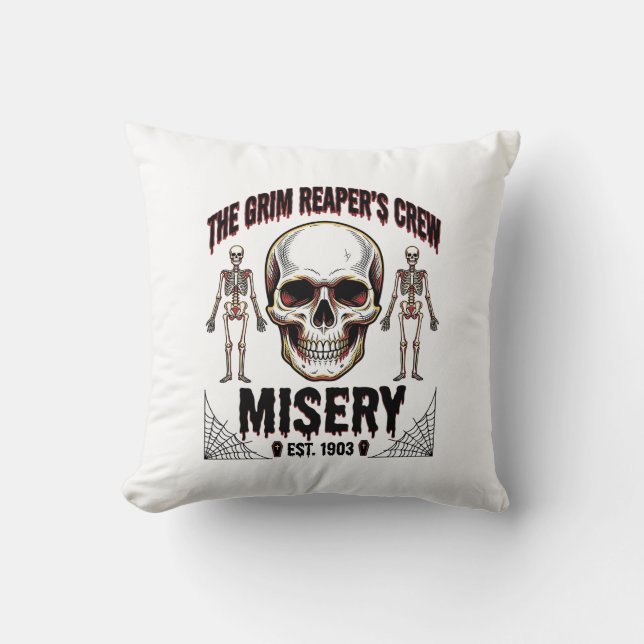 Coussin Crâne d'Halloween Effrayant Créatif Histoire Vinta (Recto)