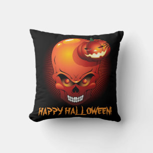 Coussin Crâne d'Halloween et Citrouille américain MoJo Cou