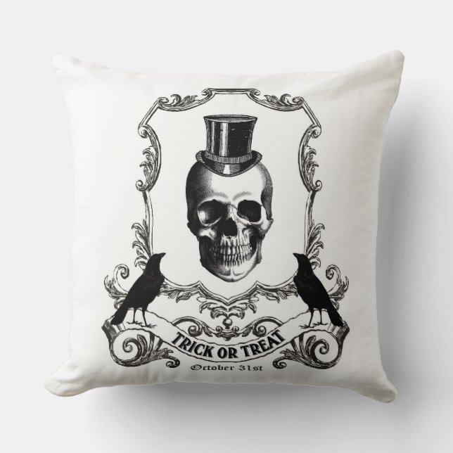 Coussin Crâne d'Halloween Vintage moderne (Recto)