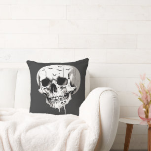 Coussin Crâne en fusion d'Halloween effrayant avec imageri