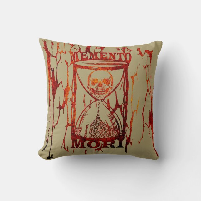 Coussin Crâne en Sablier Memento Mori (Recto)