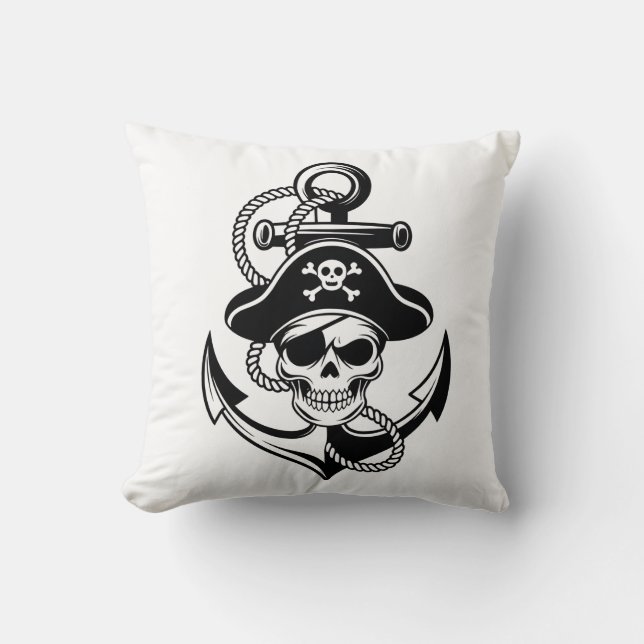 Coussin Crâne et Ancre de pirates audacieux - Conception n (Recto)
