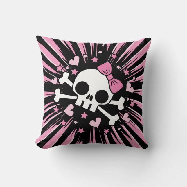 Coussin Crâne et os croisés mignons (Recto)