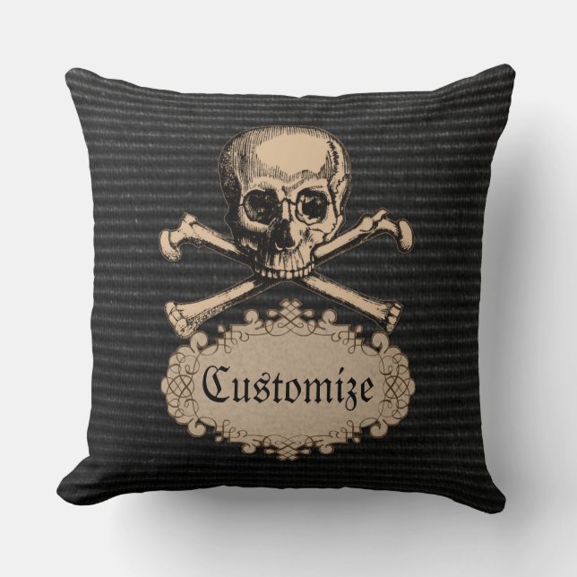 Coussin Crâne et os croisés personnalisés Lancer l'oreille (Recto)