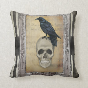 Coussin Crâne et Raven