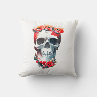 Coussin Crâne et Rose
