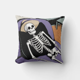 Coussin Crâne et squelette Pose vers le bas Halloween Acce