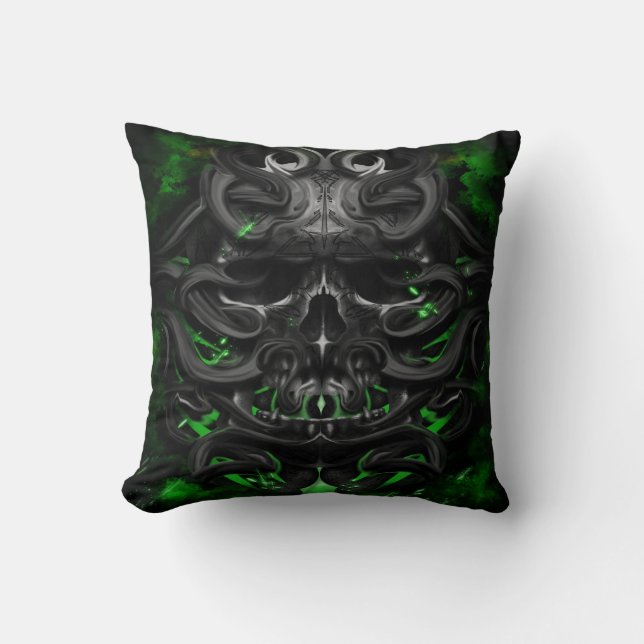 Coussin crâne Étincelle bio verte (Recto)