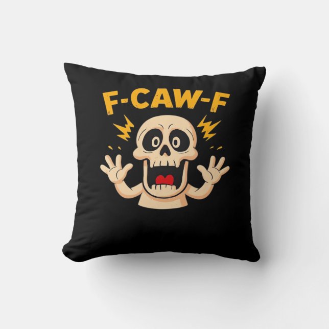 Coussin Crâne F-Caw-F d'Halloween (Recto)