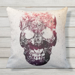 Coussin Crâne floral