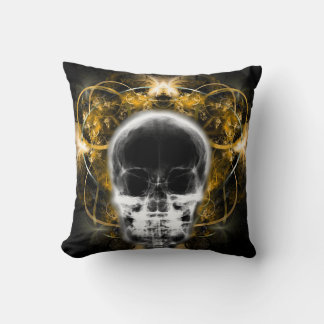 Coussin Crâne fractal à papillon X-Ray - Jaune