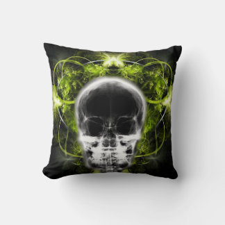 Coussin Crâne fractal à papillon X-Ray - Vert chaux