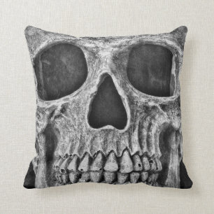 Coussin Crâne gothique Cool de Grunge noir et blanc