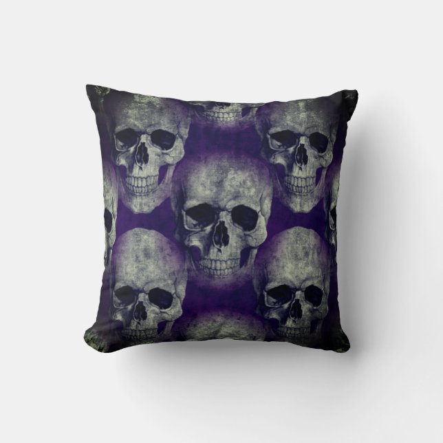 Coussin Crâne gothique pourpre (Recto)
