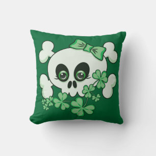 Coussin Crâne mignon avec Shamrock