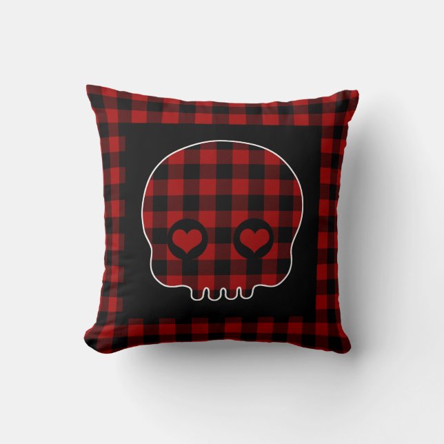Coussin Crâne mignon de plaid de Buffalo (Recto)