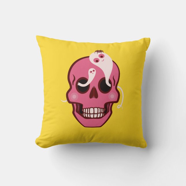 Coussin Crâne mou Avec Araignée Et Fantômes Dans Les Socke (Recto)