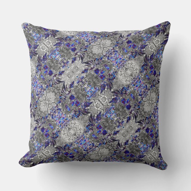 Coussin Crâne néon coloré noir blanc mignon (Recto)