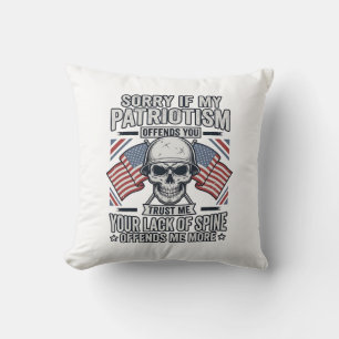 Coussin Crâne Patriotique Gravure Vintage Citation Vecteur