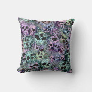 Coussin Crâne rose et vert