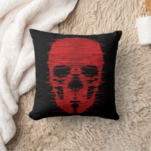 Coussin Crâne Rouge Art Glitch