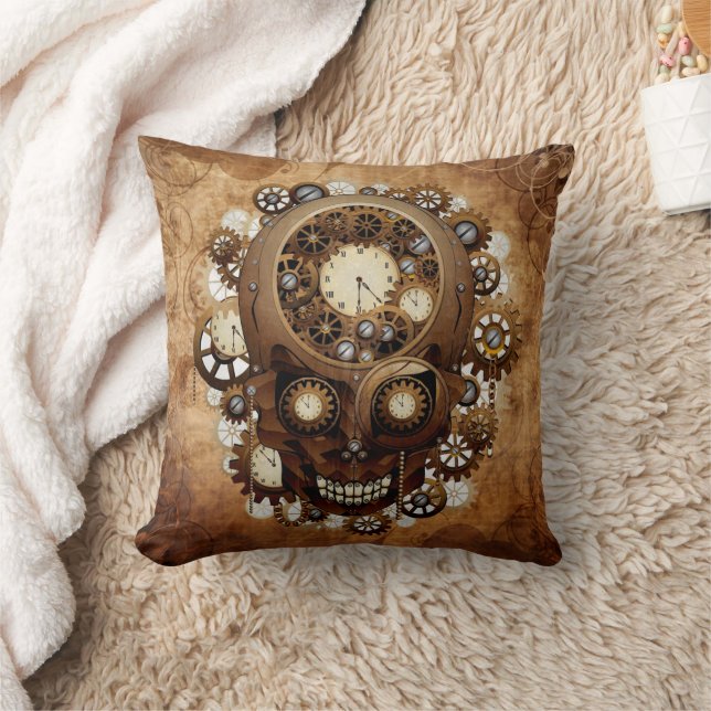 Coussin Crâne vintage Grunge Cuivre Steampunk (Couverture)