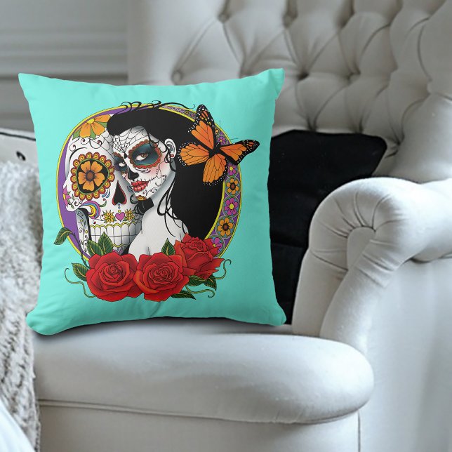 Coussin Crânes à sucre Art Nouveau (Créateur téléchargé)