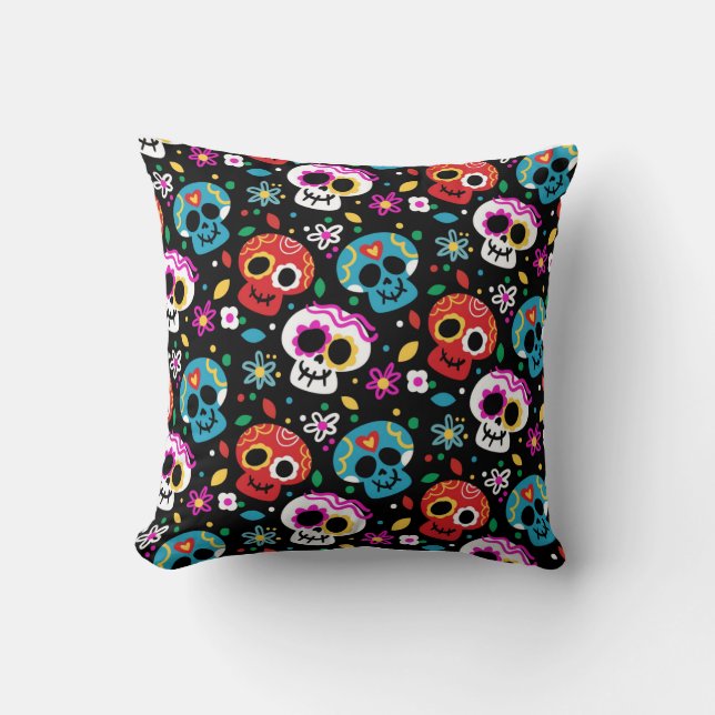 Coussin Crânes à sucre et marguerites (Recto)