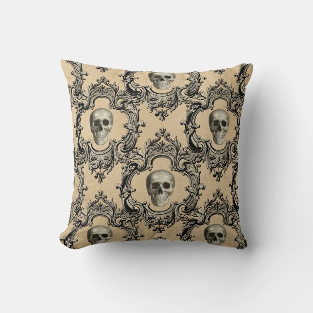 Coussin Crânes de charpente victoriens Goth squelette goth (Recto)
