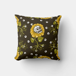 Coussin Crânes de tournesol : motif unique sans couture.