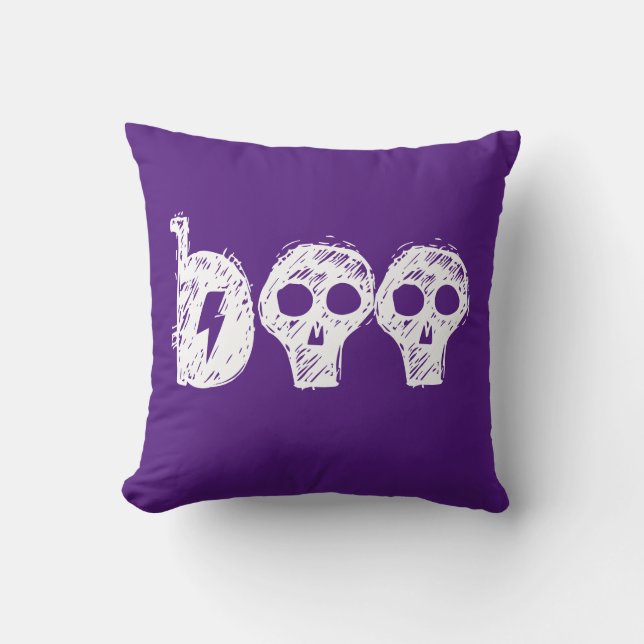 Coussin Crânes éffrayantes Boo Halloween Jeu d'oreiller (Recto)