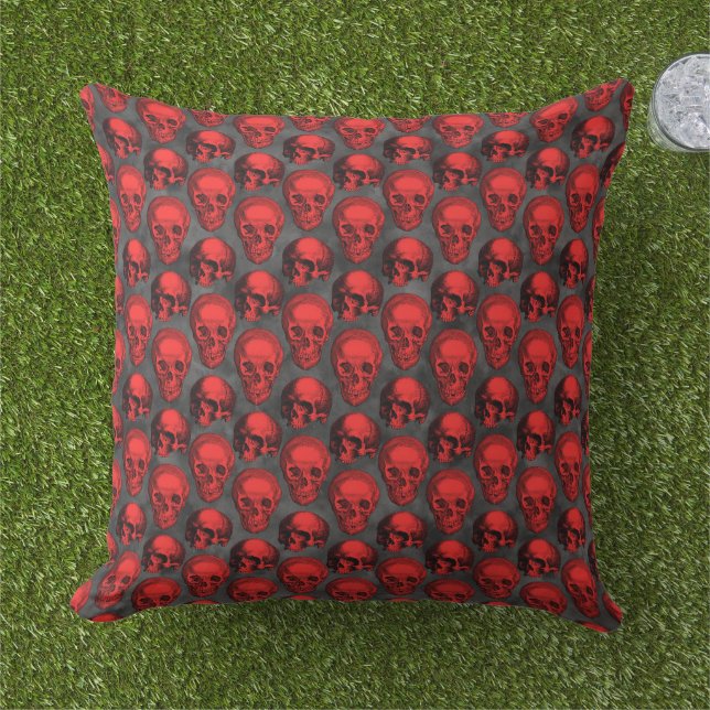 Coussin Crânes rouges et série Tournesol Conception 1  (Herbe)