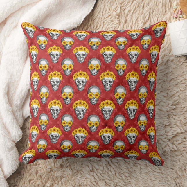 Coussin Crânes rouges et série Tournesol Conception 12  (Couverture)