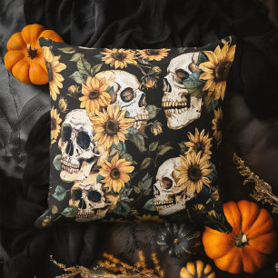 Coussin Crânes & Tournesols Été Gothique