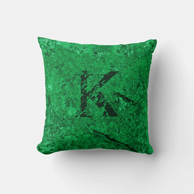 Coussin Craquage vert Texture de roches naturelles Monogra (Recto)