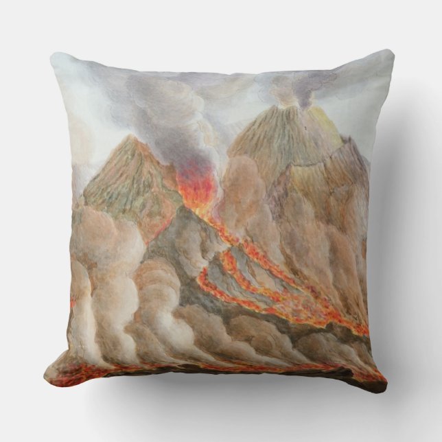 Coussin Cratère du mont Vésuve d'un dessin original (Recto)