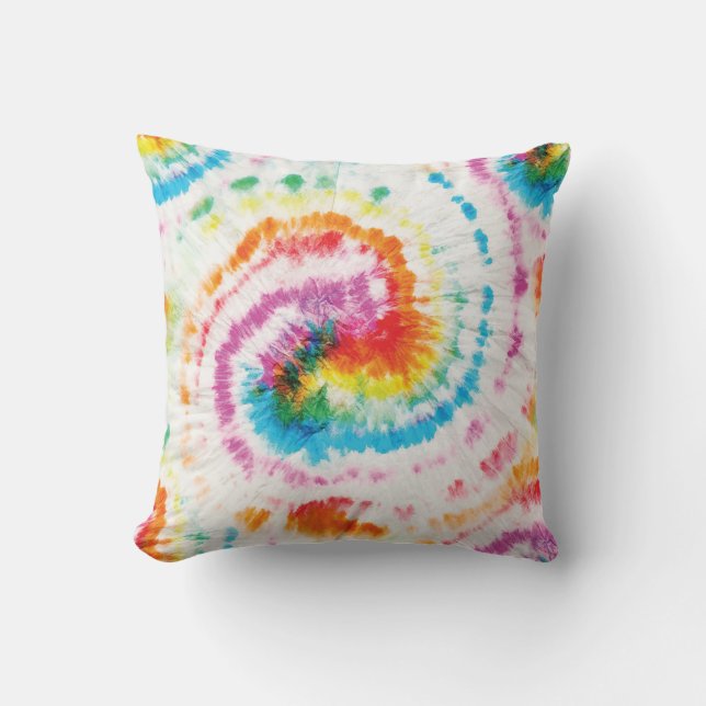 Coussin Cravate spirale, motif tourbillon arc-en-ciel (Recto)