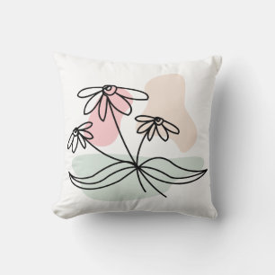 Coussin Crayon Abstrait Pastel Floral
