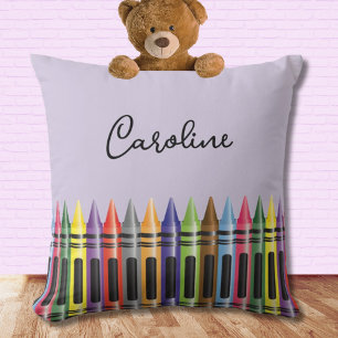 Coussin Crayon Kids Purple Classic Script Nom Chambre